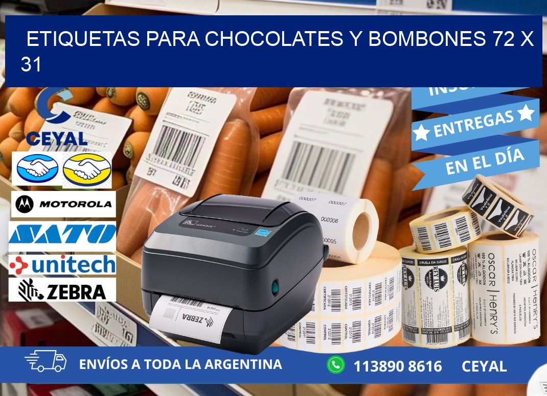 ETIQUETAS PARA CHOCOLATES Y BOMBONES 72 x 31