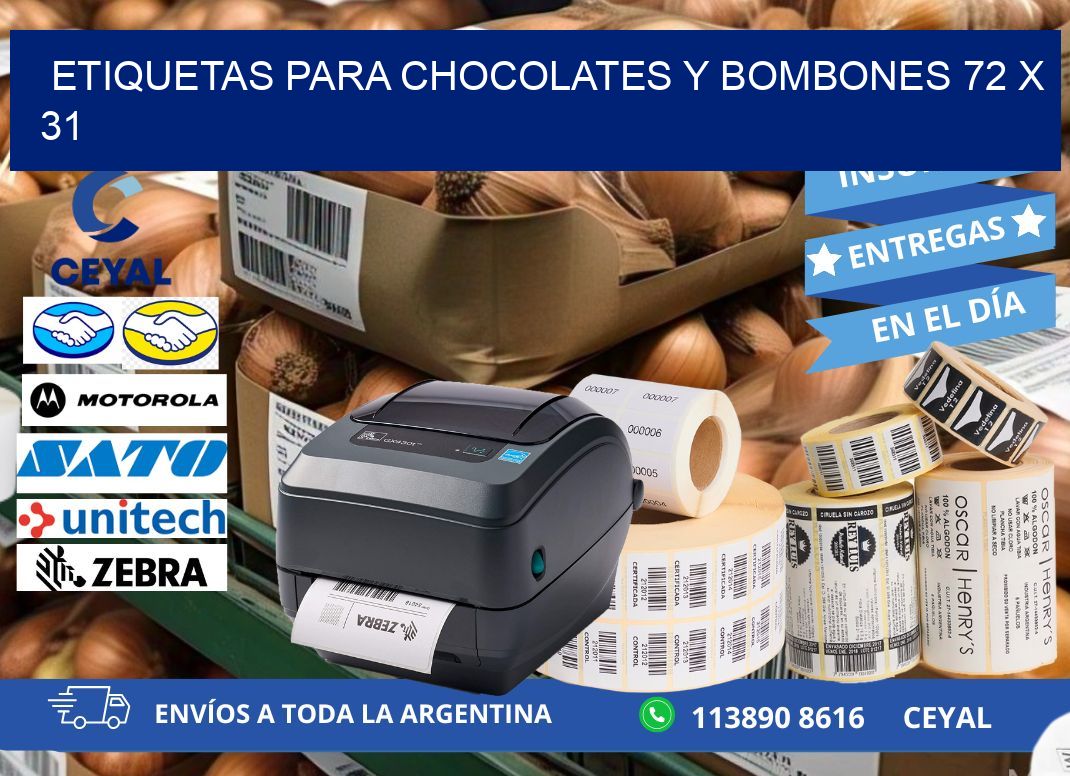 ETIQUETAS PARA CHOCOLATES Y BOMBONES 72 x 31