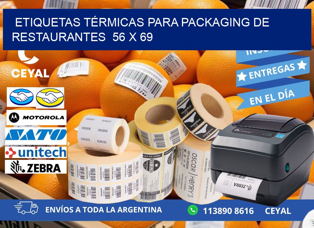 ETIQUETAS TÉRMICAS PARA PACKAGING DE RESTAURANTES  56 x 69