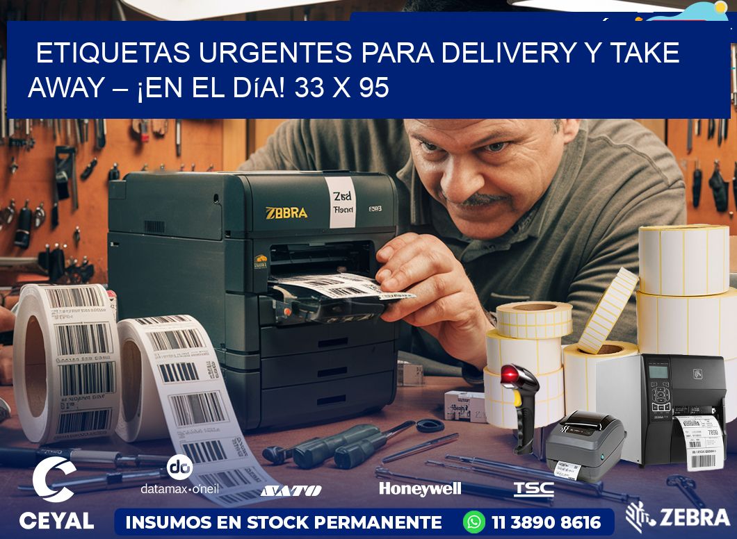 Etiquetas Urgentes para Delivery y Take Away – ¡En el Día! 33 x 95