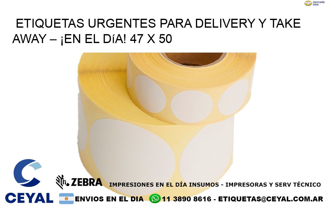 Etiquetas Urgentes para Delivery y Take Away – ¡En el Día! 47 x 50