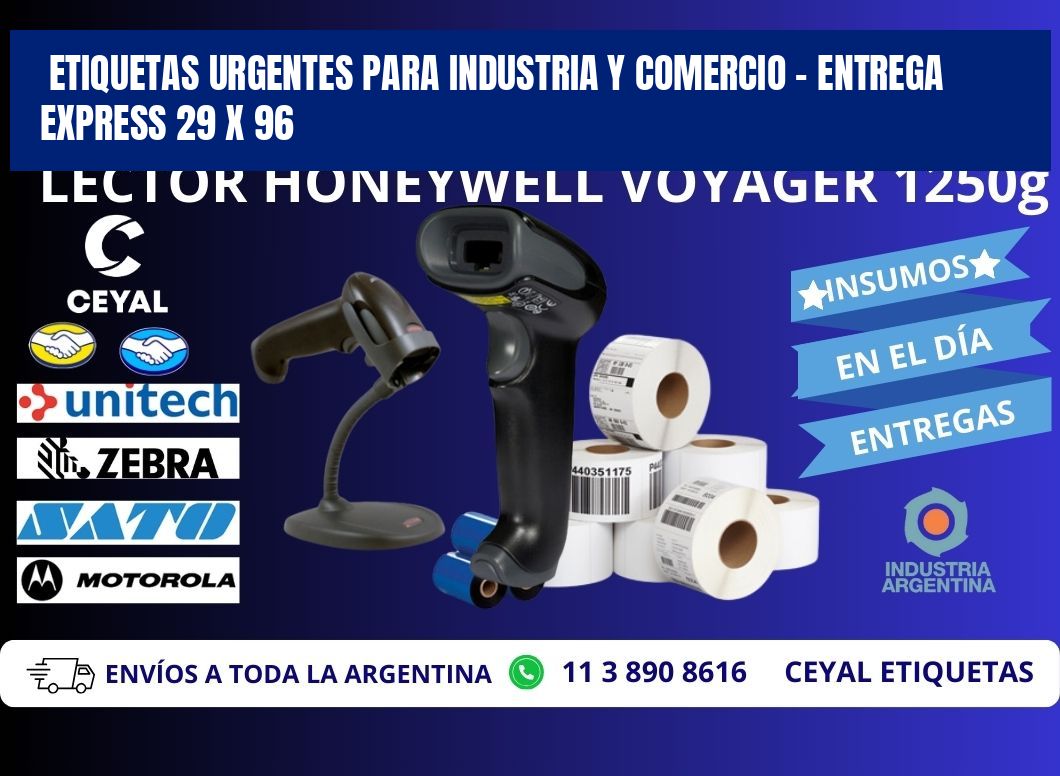 Etiquetas Urgentes para Industria y Comercio – Entrega Express 29 x 96