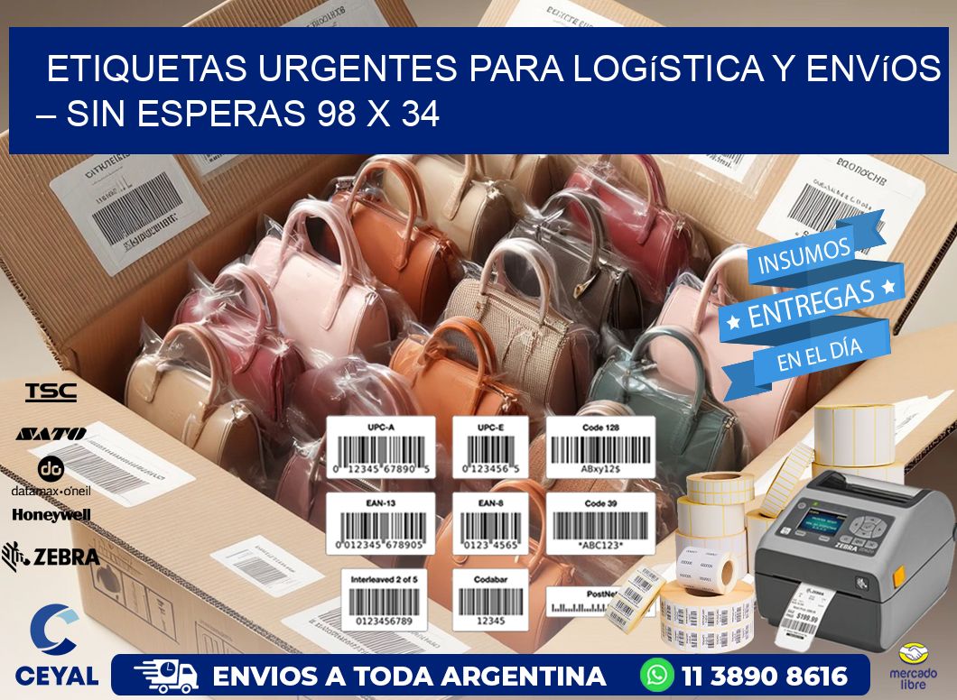 Etiquetas Urgentes para Logística y Envíos – Sin Esperas 98 x 34