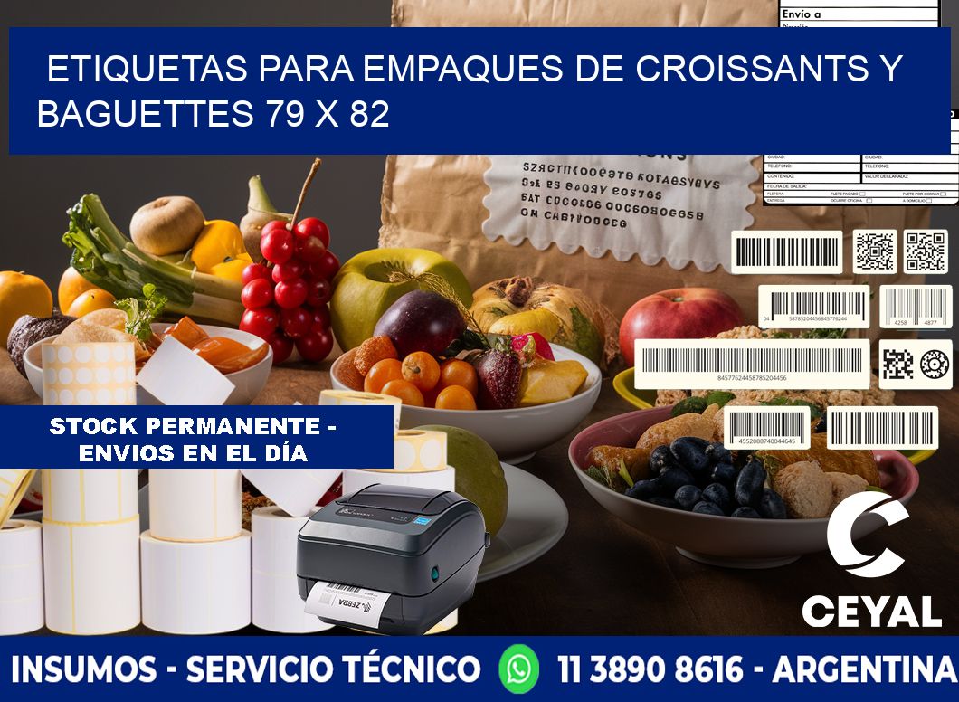 Etiquetas para empaques de croissants y baguettes 79 x 82