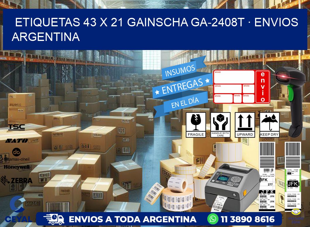 ETIQUETAS 43 x 21 GAINSCHA GA-2408T · ENVIOS ARGENTINA