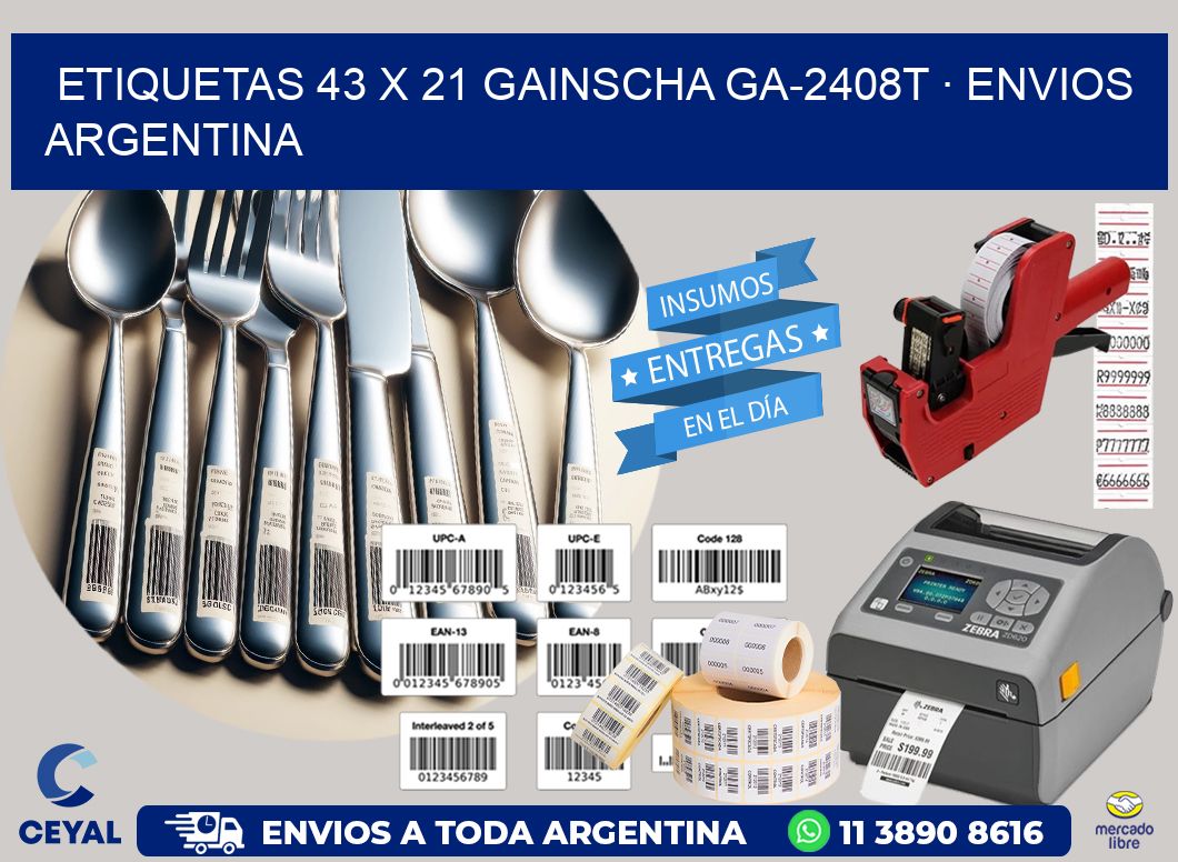 ETIQUETAS 43 x 21 GAINSCHA GA-2408T · ENVIOS ARGENTINA