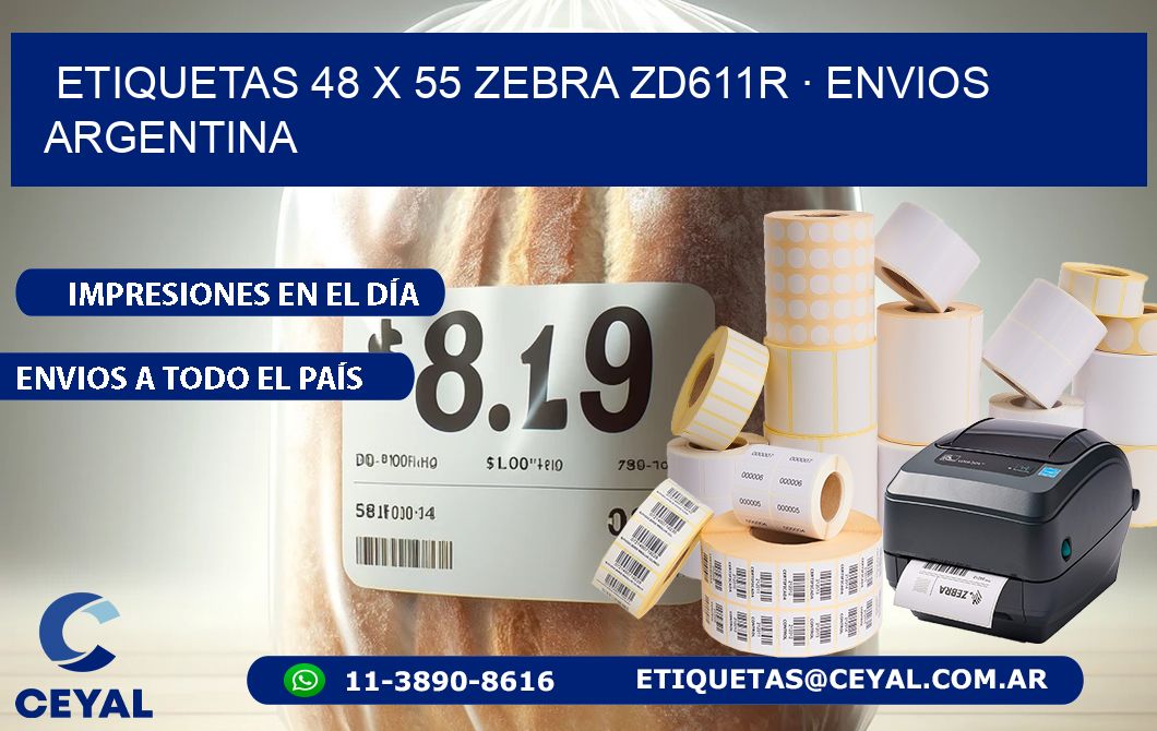 ETIQUETAS 48 x 55 ZEBRA ZD611R · ENVIOS ARGENTINA