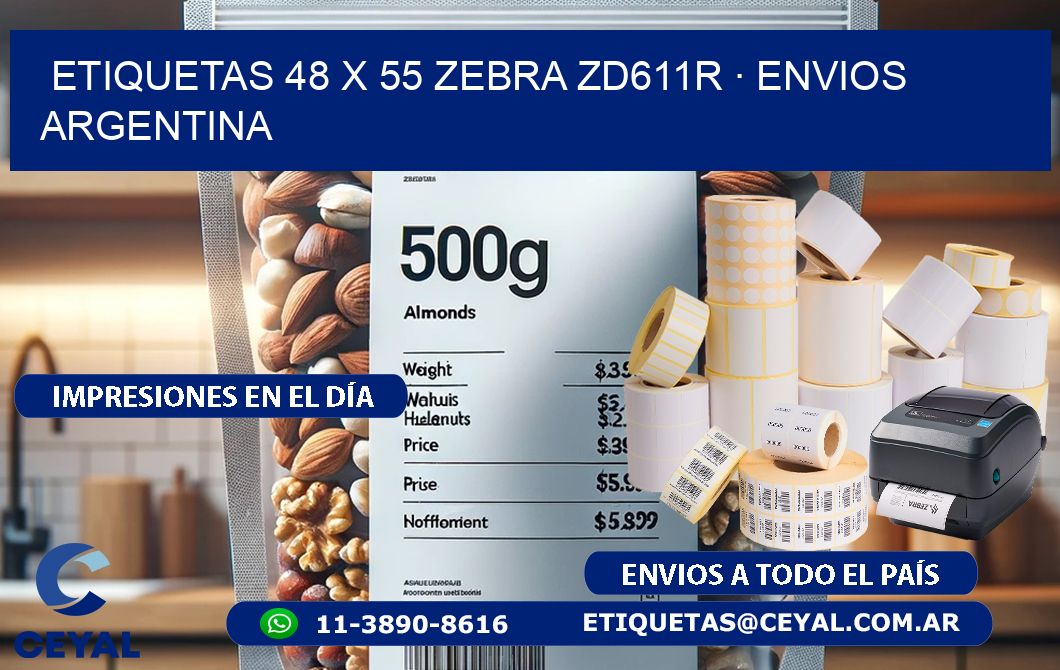 ETIQUETAS 48 x 55 ZEBRA ZD611R · ENVIOS ARGENTINA