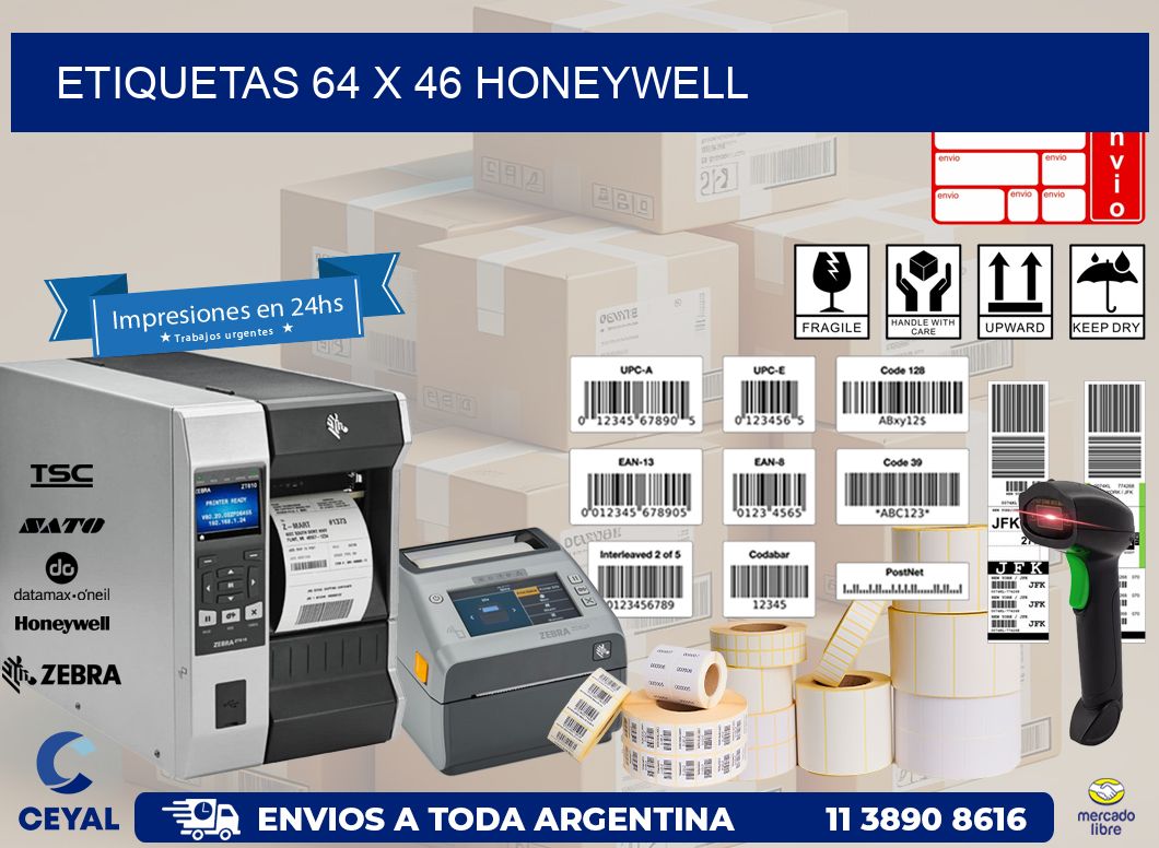 ETIQUETAS 64 x 46 HONEYWELL