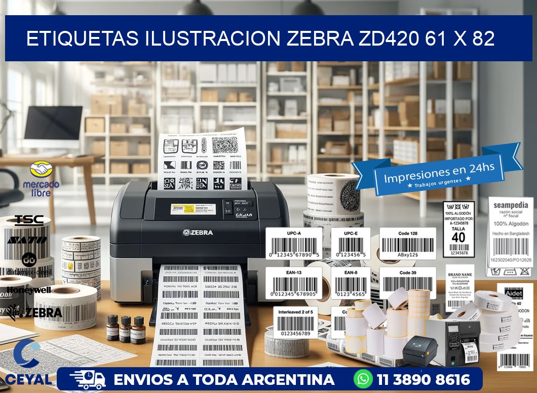 ETIQUETAS ILUSTRACION ZEBRA ZD420 61 x 82