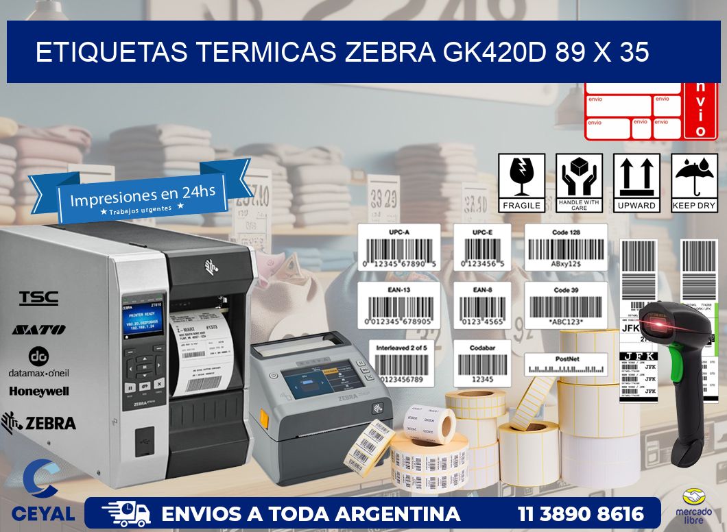 ETIQUETAS TERMICAS ZEBRA GK420D 89 x 35