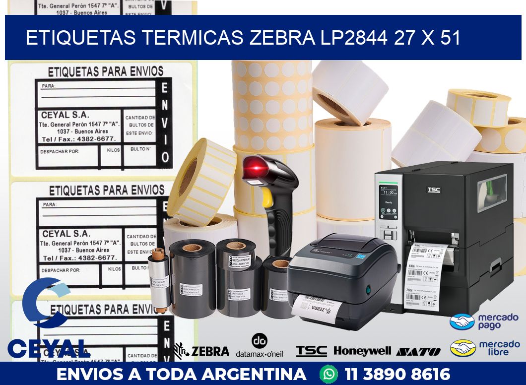 ETIQUETAS TERMICAS ZEBRA LP2844 27 x 51