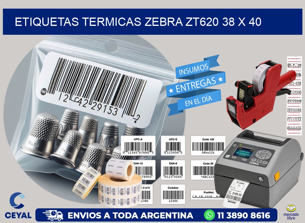ETIQUETAS TERMICAS ZEBRA ZT620 38 x 40
