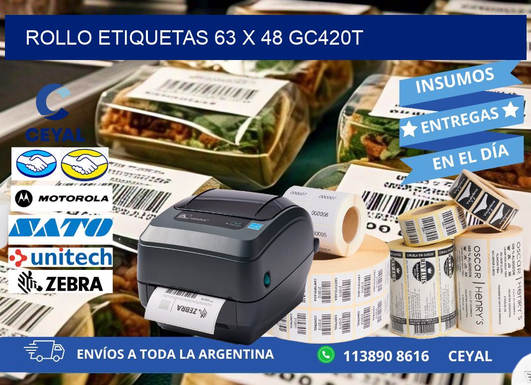 Rollo etiquetas 63 x 48 gc420t