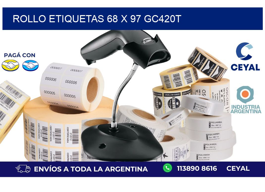 Rollo etiquetas 68 x 97 gc420t