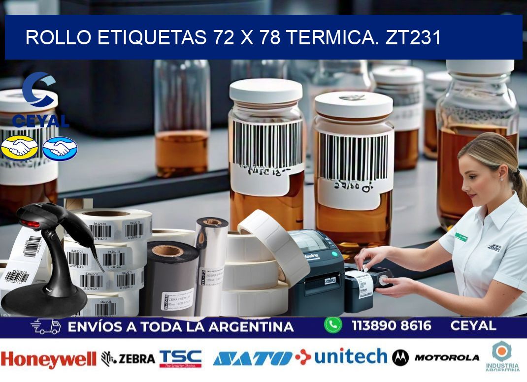 Rollo etiquetas 72 x 78 termica. zt231