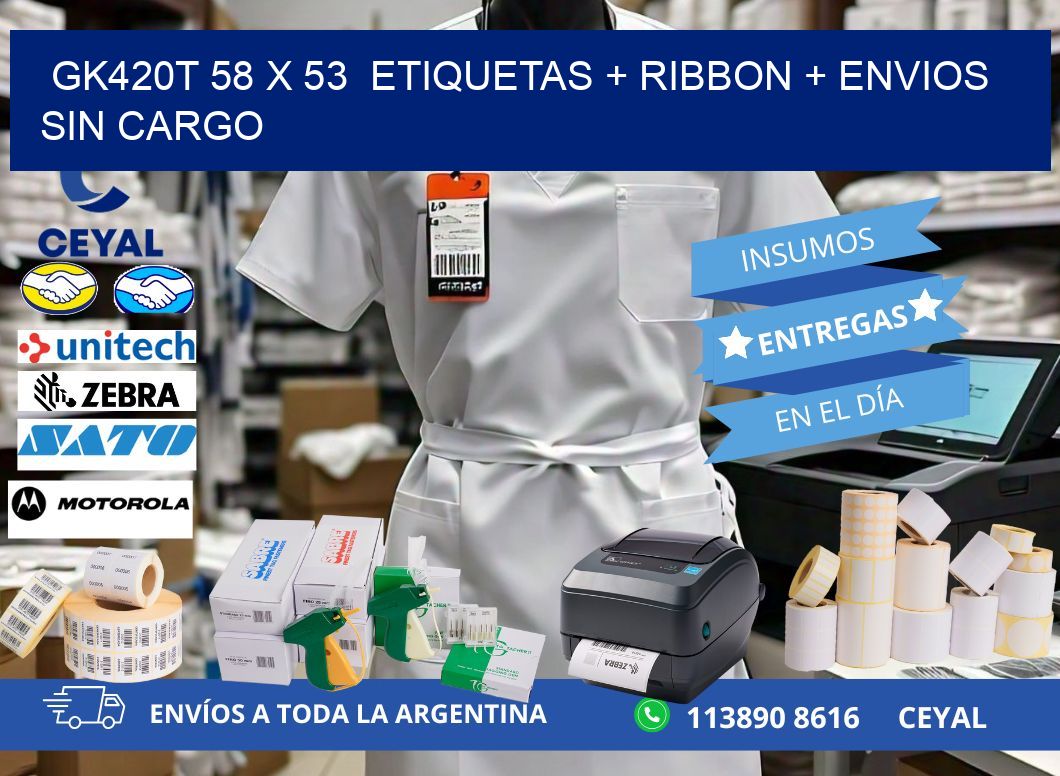GK420T 58 x 53  etiquetas + ribbon + envios sin cargo