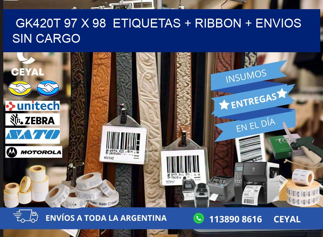 GK420T 97 x 98  etiquetas + ribbon + envios sin cargo