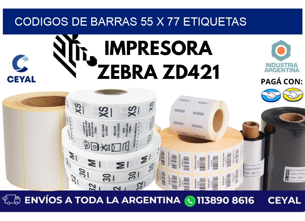 codigos de barras 55 x 77 etiquetas