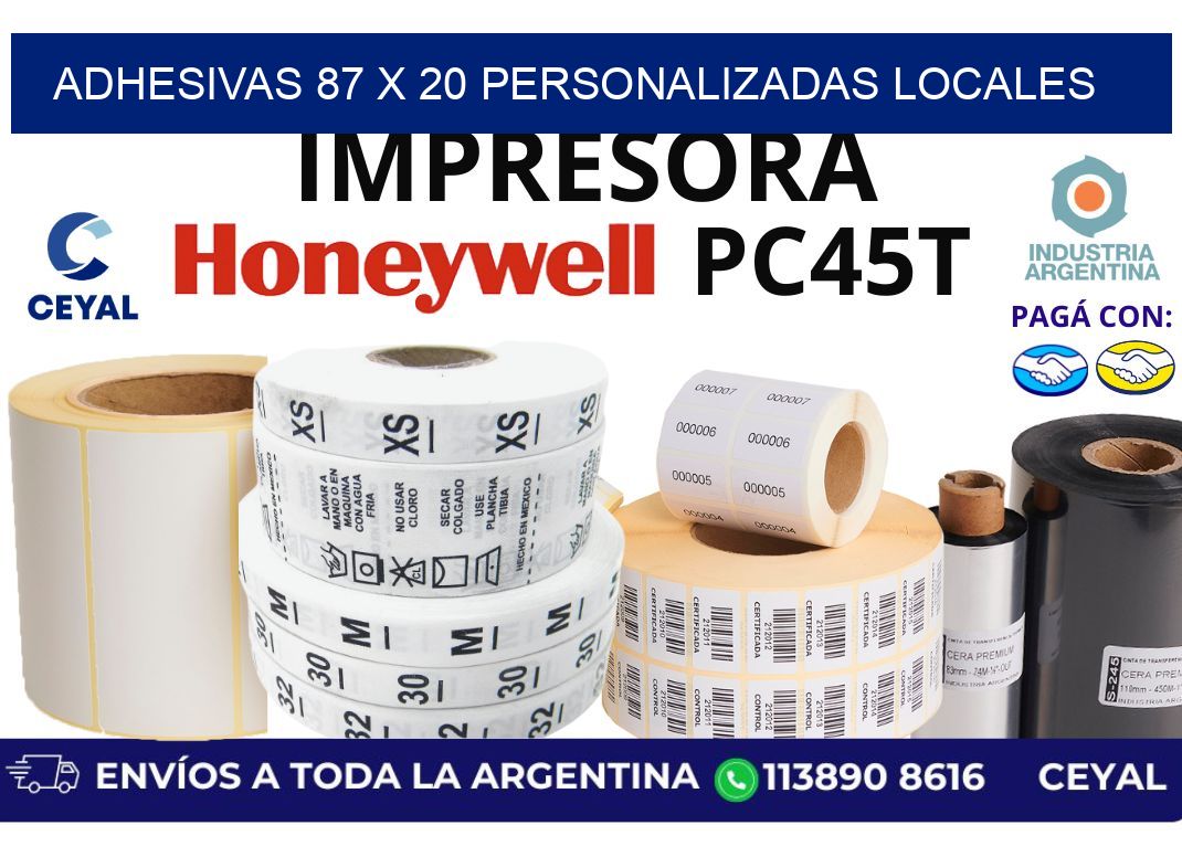 adhesivas 87 x 20 personalizadas locales
