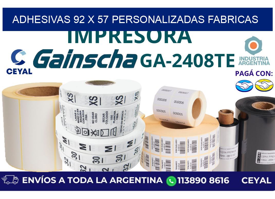 adhesivas 92 x 57 personalizadas fabricas