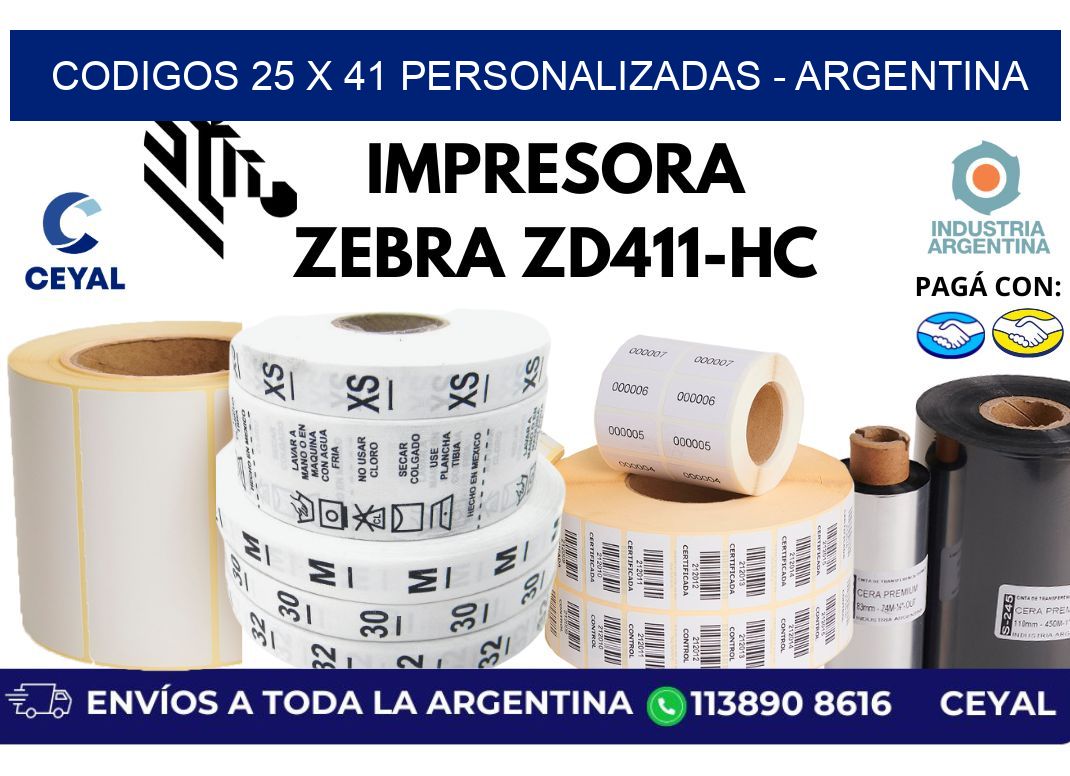 codigos 25 x 41 personalizadas - Argentina