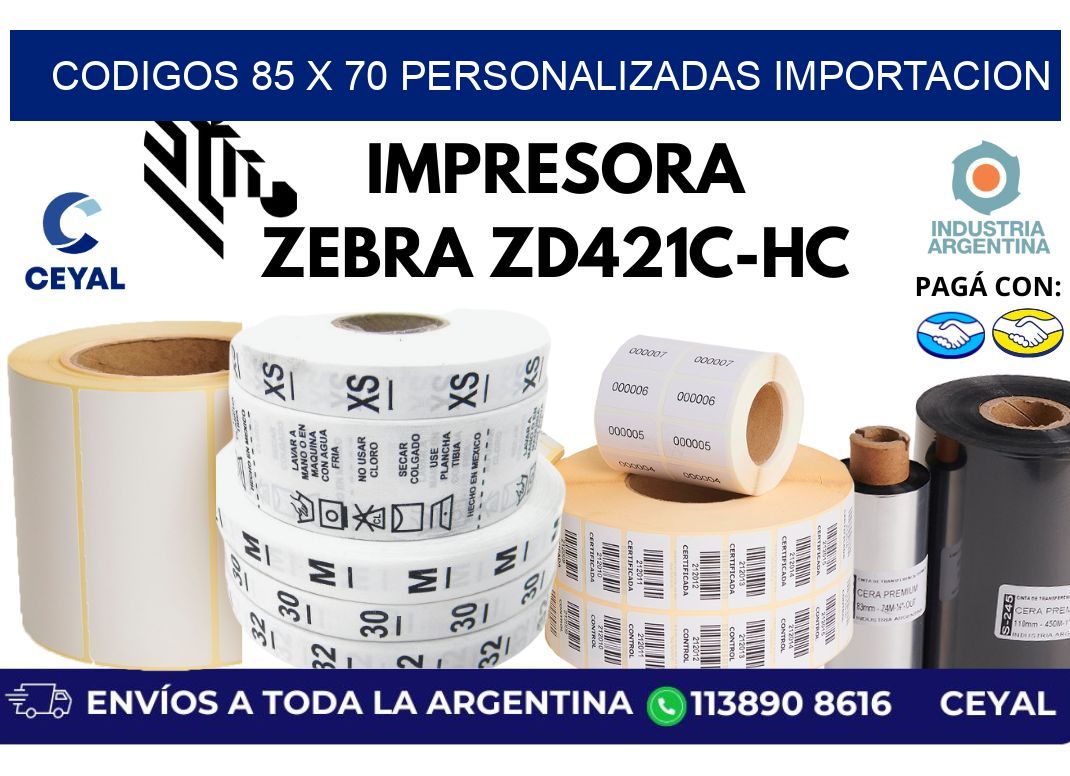 codigos 85 x 70 personalizadas importacion