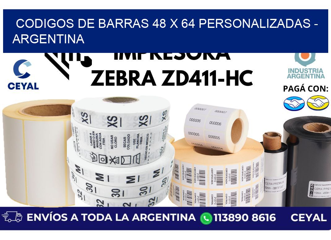 codigos de barras 48 x 64 personalizadas - Argentina