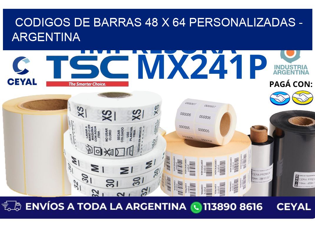 codigos de barras 48 x 64 personalizadas - Argentina