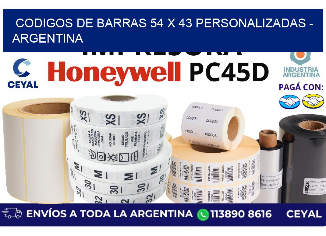 codigos de barras 54 x 43 personalizadas - Argentina