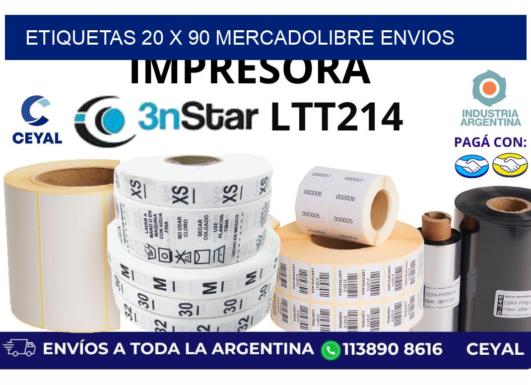 etiquetas 20 x 90 mercadolibre envios
