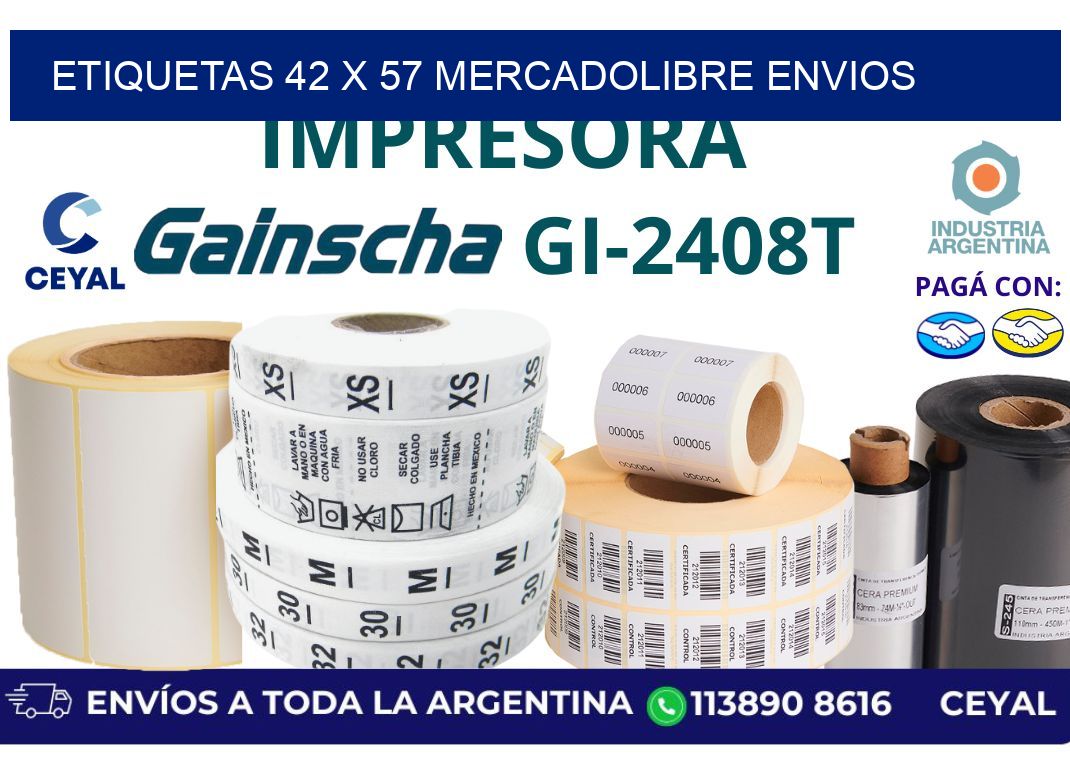 etiquetas 42 x 57 mercadolibre envios