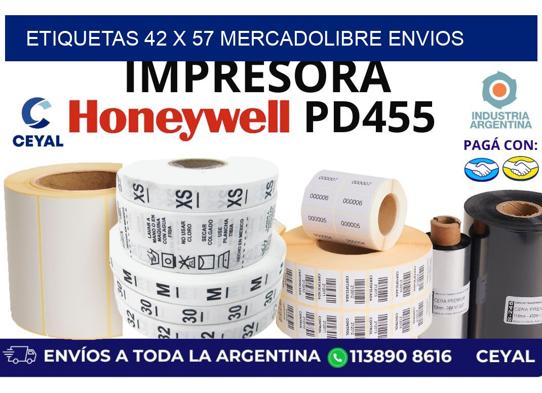 etiquetas 42 x 57 mercadolibre envios