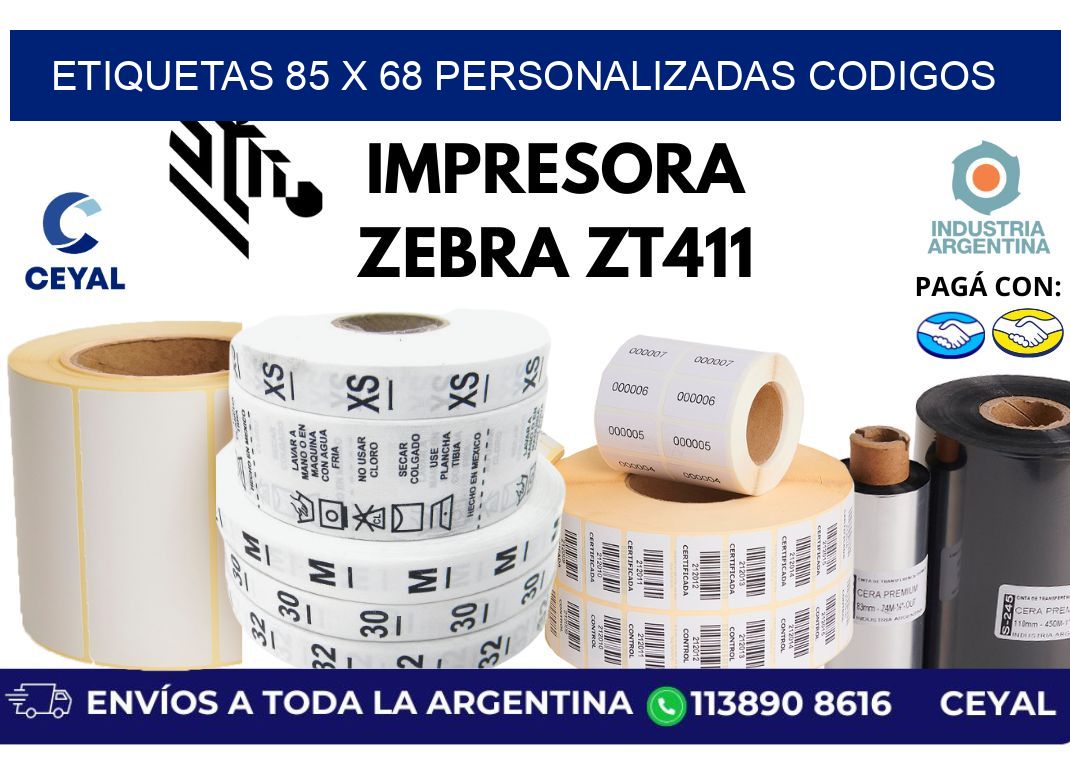 etiquetas 85 x 68 personalizadas codigos