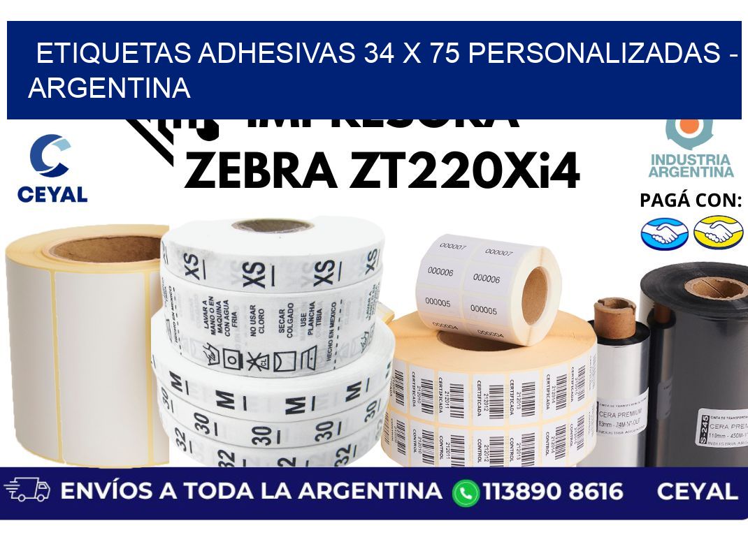 etiquetas adhesivas 34 x 75 personalizadas - Argentina