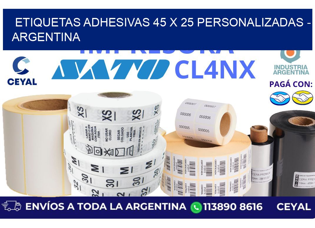 etiquetas adhesivas 45 x 25 personalizadas - Argentina