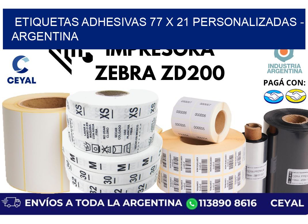 etiquetas adhesivas 77 x 21 personalizadas - Argentina