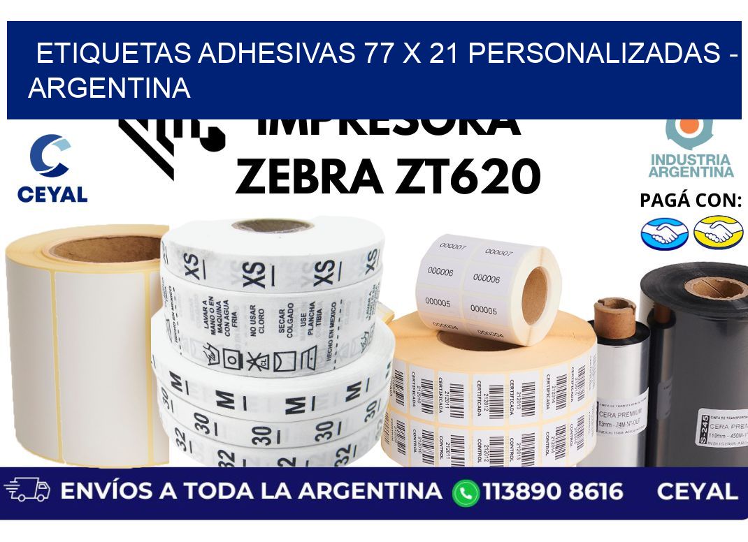 etiquetas adhesivas 77 x 21 personalizadas - Argentina