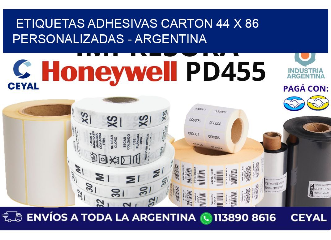 etiquetas adhesivas carton 44 x 86 personalizadas - Argentina