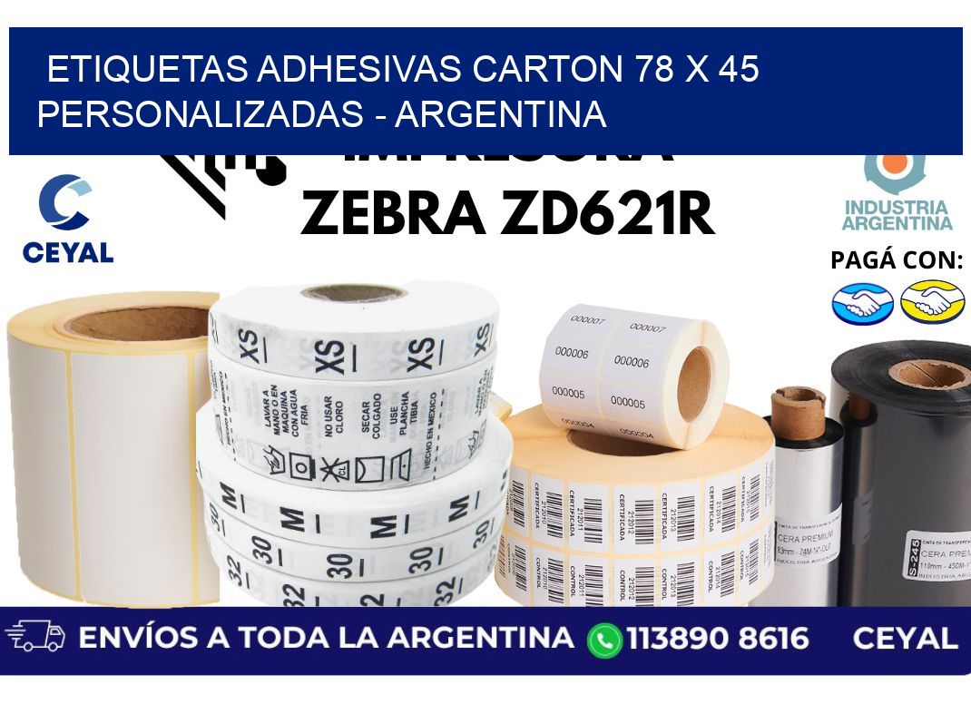 etiquetas adhesivas carton 78 x 45 personalizadas - Argentina
