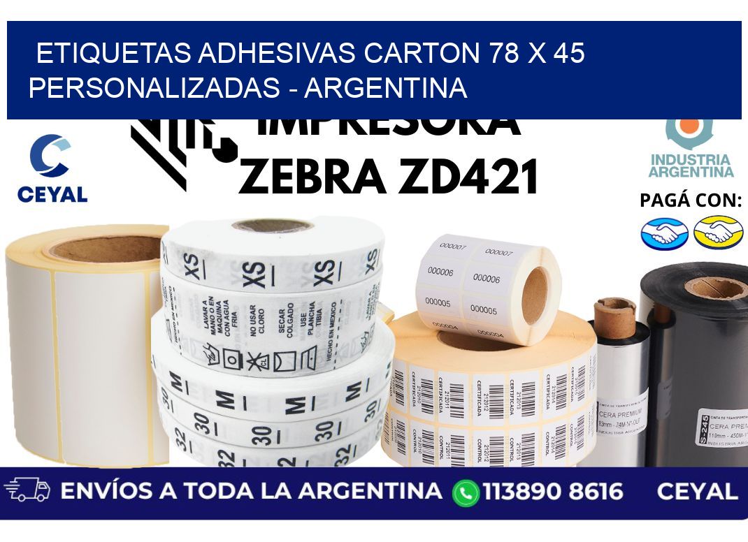 etiquetas adhesivas carton 78 x 45 personalizadas - Argentina