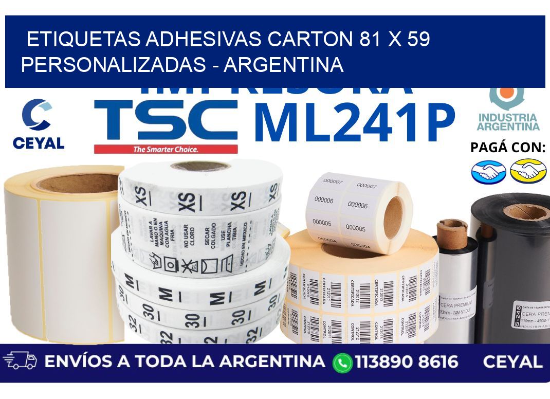 etiquetas adhesivas carton 81 x 59 personalizadas - Argentina