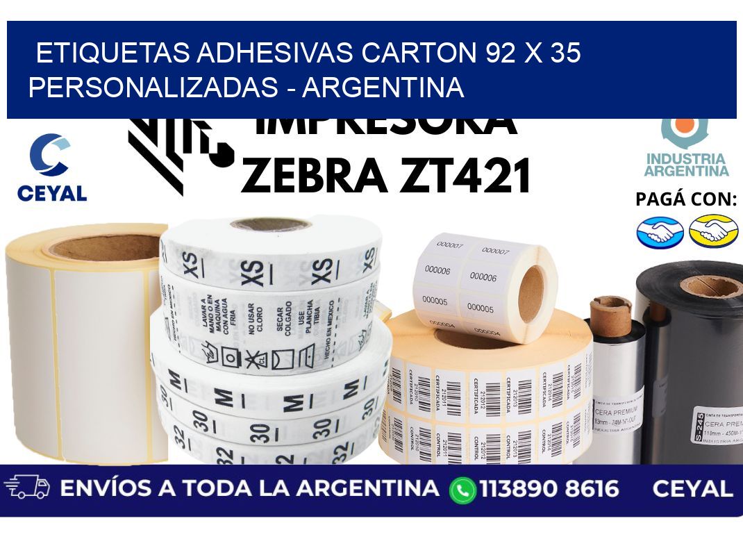 etiquetas adhesivas carton 92 x 35 personalizadas - Argentina