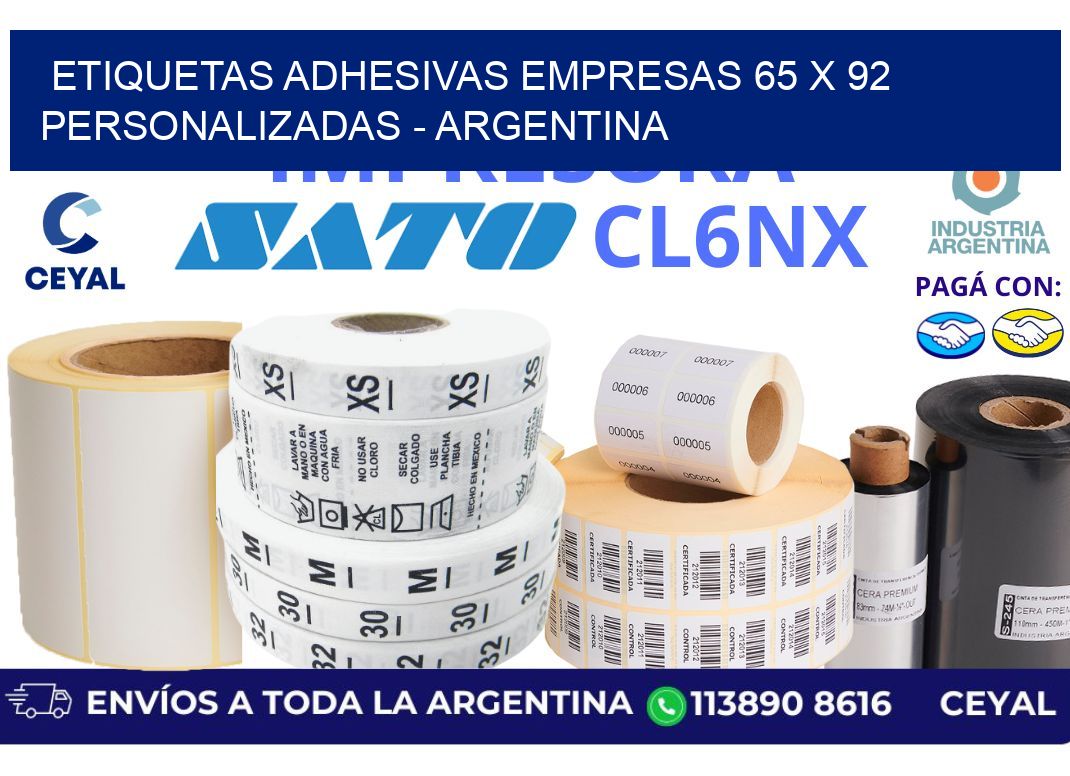 etiquetas adhesivas empresas 65 x 92 personalizadas - Argentina
