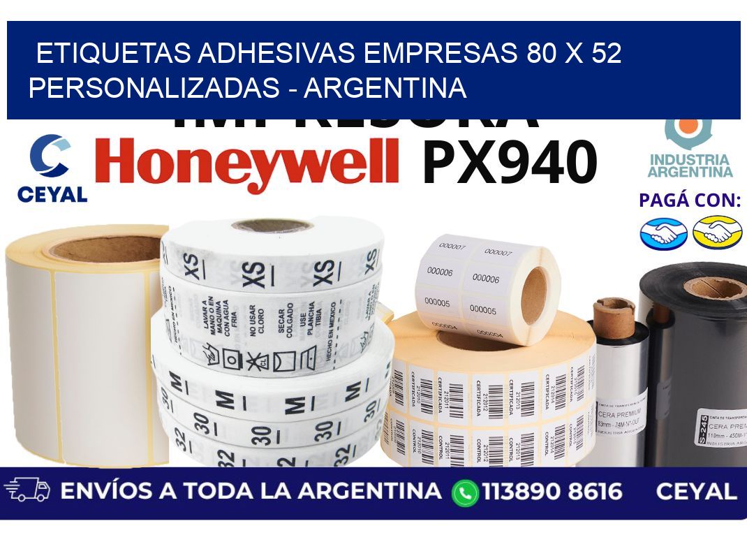 etiquetas adhesivas empresas 80 x 52 personalizadas - Argentina