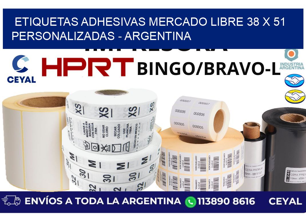 etiquetas adhesivas mercado libre 38 x 51 personalizadas - Argentina