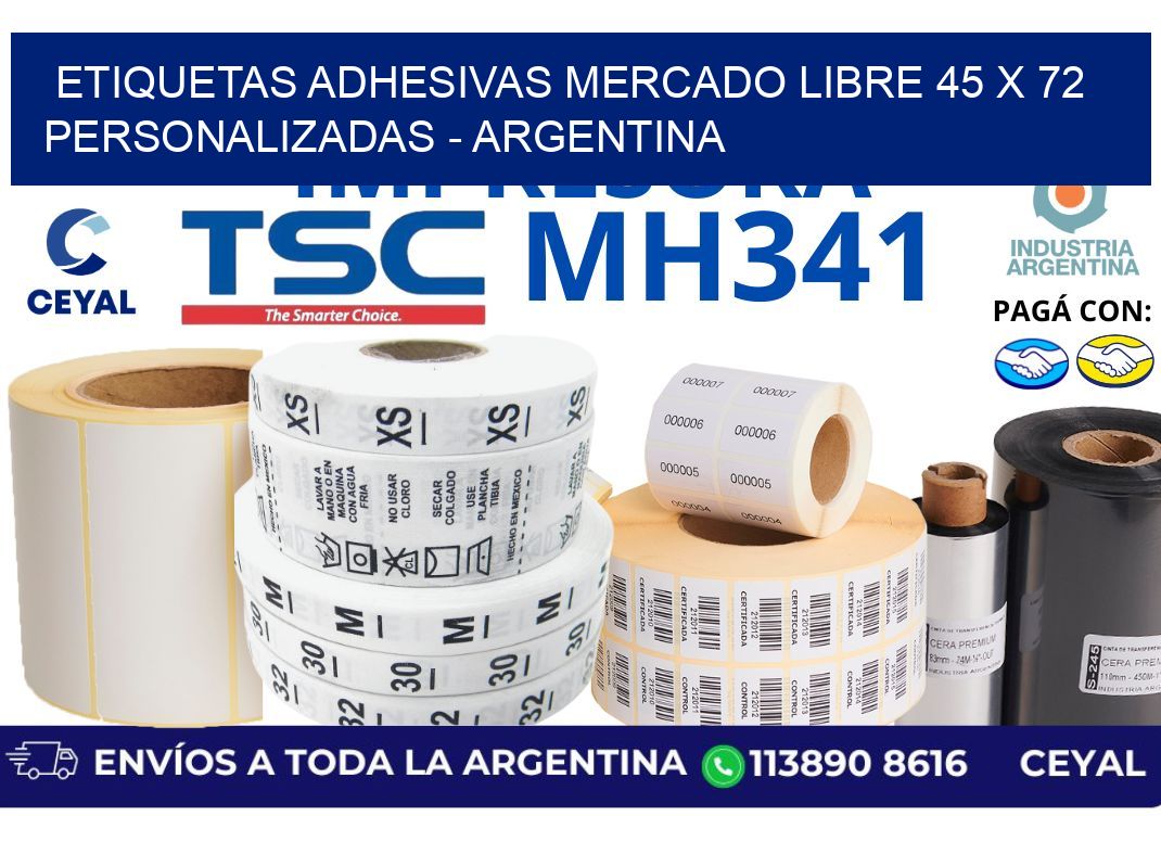 etiquetas adhesivas mercado libre 45 x 72 personalizadas - Argentina