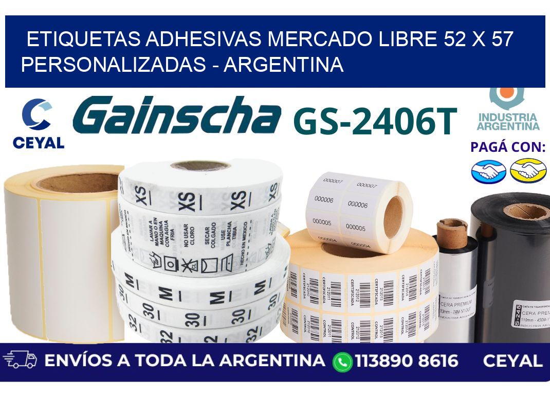 etiquetas adhesivas mercado libre 52 x 57 personalizadas - Argentina