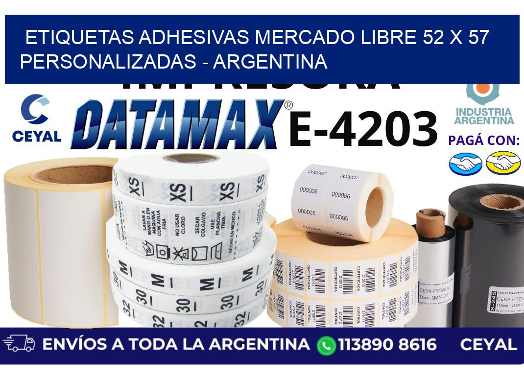 etiquetas adhesivas mercado libre 52 x 57 personalizadas - Argentina