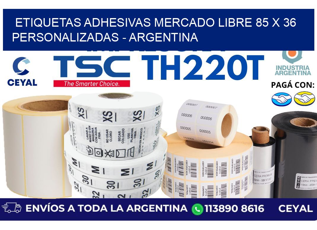 etiquetas adhesivas mercado libre 85 x 36 personalizadas - Argentina